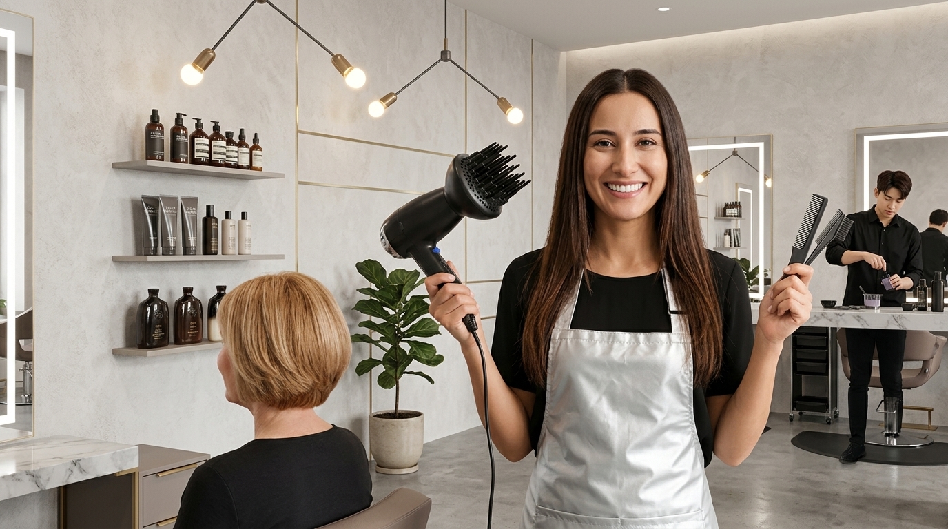 Profissional em salão de beleza